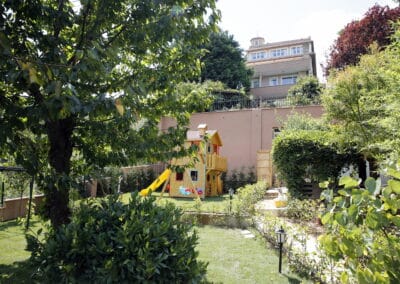 Façade de la Fondation vue du 2ème étage du jardin